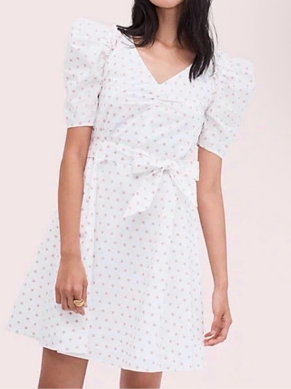 kate spade bakery dot Puff-Sleeve Mini Dress